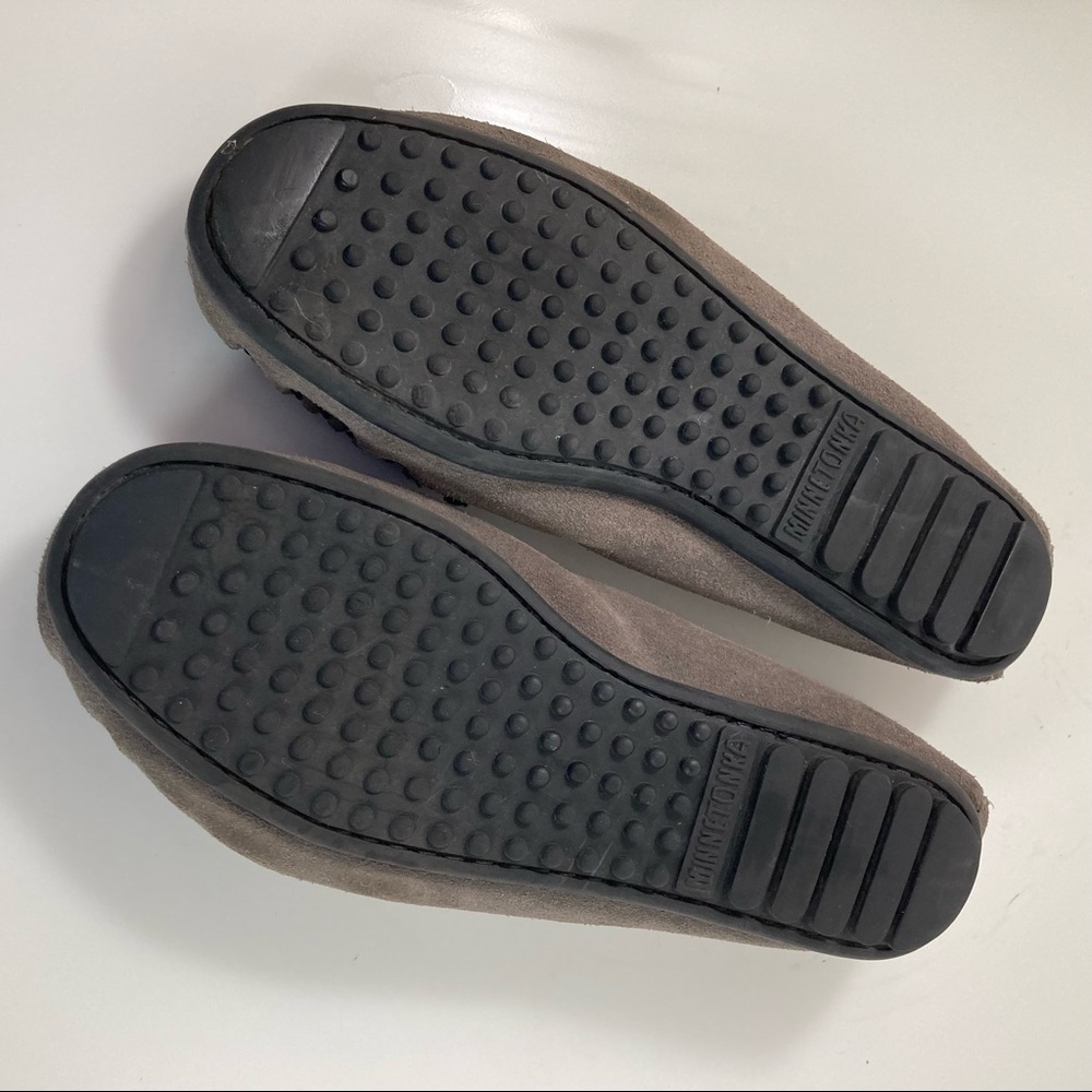 Grey Suede beaded Minnetonka moccasins 9 B032 - Picture 7 of 10